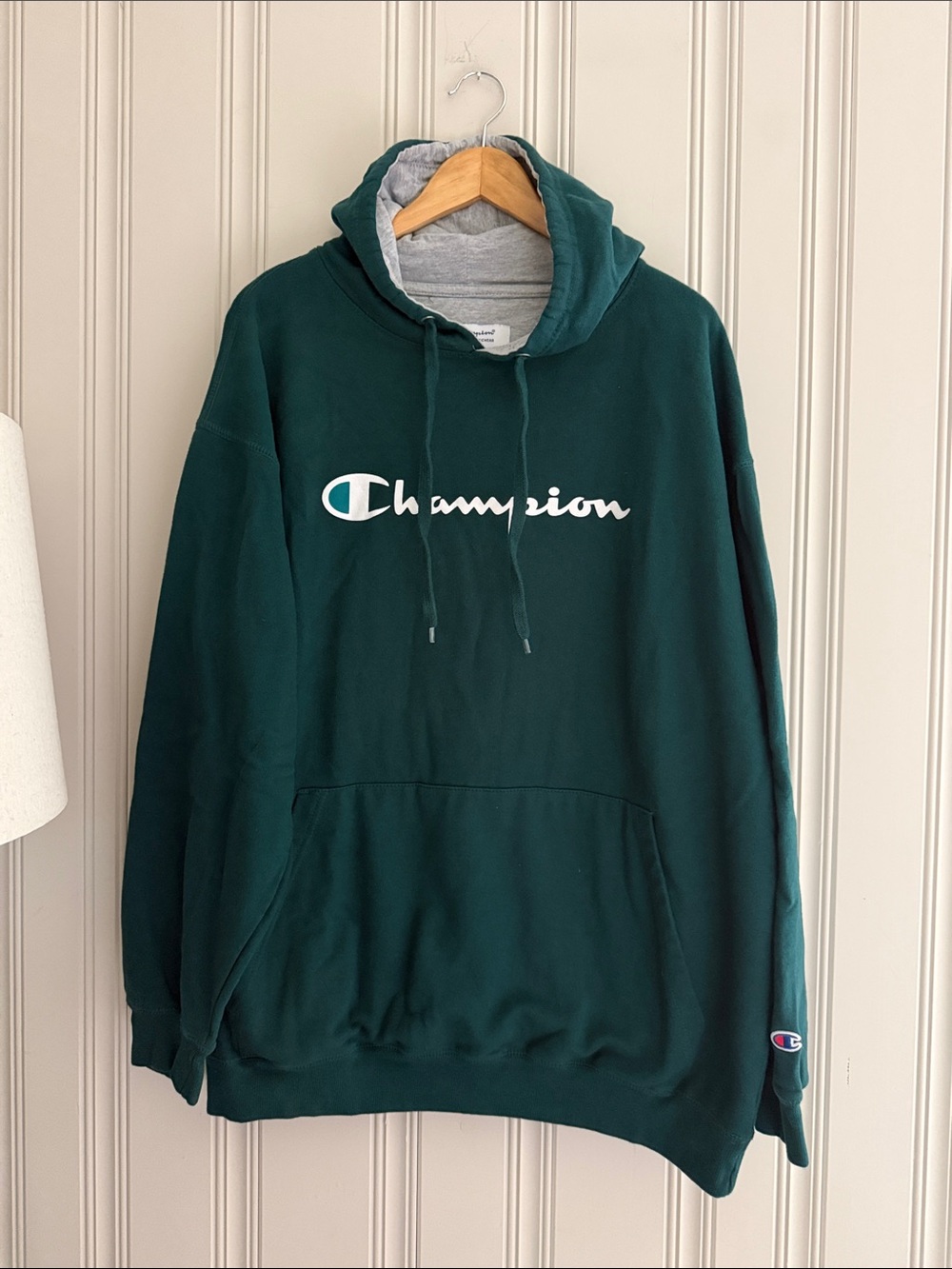 Champion Forest Green Pullover Hoodie with White Logo